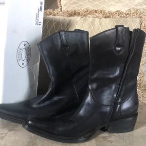 Steve Madden Outpost Black Leather Boots Size 11